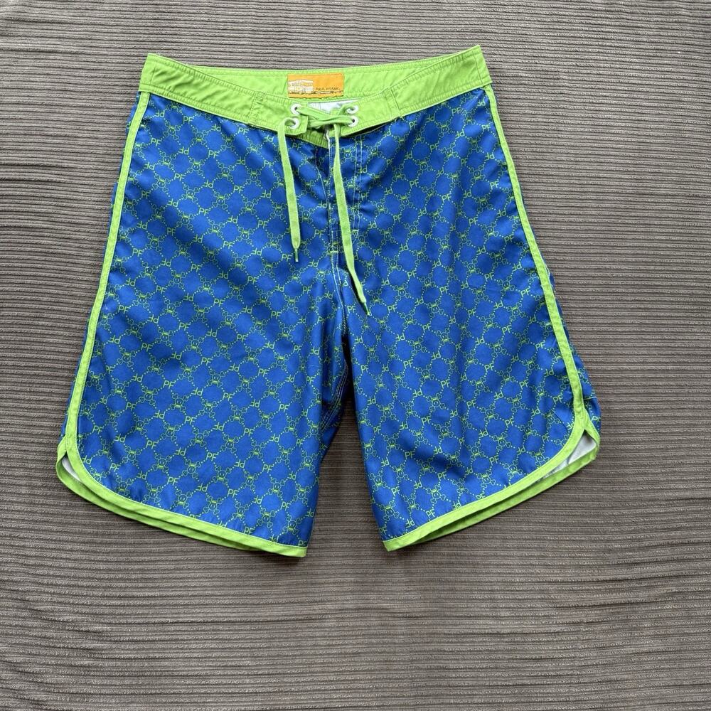 Paul Frank‎ Board Shorts Men 32 Blue Green Polyester Drawstring Beach Weekend.
